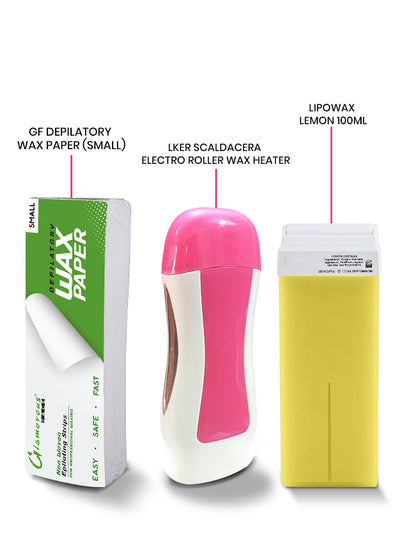 3-in-1 Depilatory Wax Heater Machine with Roll-On Wax Refill & Waxing Strips | Professional Electric Wax Kit for Women & Men | Face & Body Hair Removal Waxing Machine – Salon & Home Use