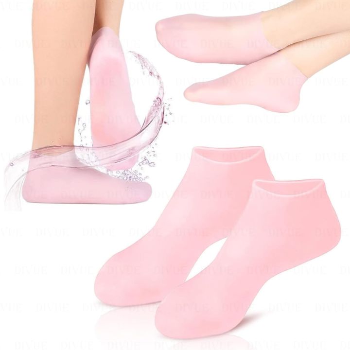 Silicone Socks for Women & Men – Moisturizing Gel Socks & Heel Protector Soft Reusable Silicone Foot Care Socks for Cracked Heels, Dry Feet & Calluses | Full Foot Silicone Socks for Women & Men