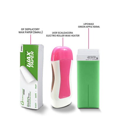 3-in-1 Depilatory Wax Heater Machine with Roll-On Wax Refill & Waxing Strips | Professional Electric Wax Kit for Women & Men | Face & Body Hair Removal Waxing Machine – Salon & Home Use