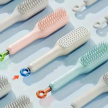 Self-Cleaning Anti-Static Massage Comb, One-Pull Cleaning Hair Brush, Self Cleaning Hair Brush, Shaping Comb, Cleaning Massage Comb Brush, Detangling Anti Static Hairbrush ( No Color Choce) (Random Color)