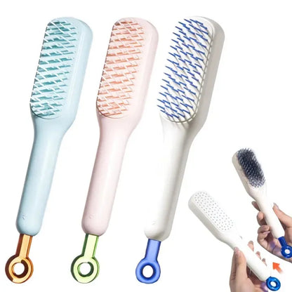 Self-Cleaning Anti-Static Massage Comb, One-Pull Cleaning Hair Brush, Self Cleaning Hair Brush, Shaping Comb, Cleaning Massage Comb Brush, Detangling Anti Static Hairbrush ( No Color Choce) (Random Color)