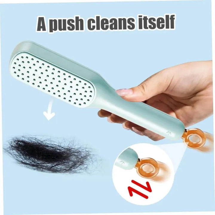 Self-Cleaning Anti-Static Massage Comb, One-Pull Cleaning Hair Brush, Self Cleaning Hair Brush, Shaping Comb, Cleaning Massage Comb Brush, Detangling Anti Static Hairbrush ( No Color Choce) (Random Color)