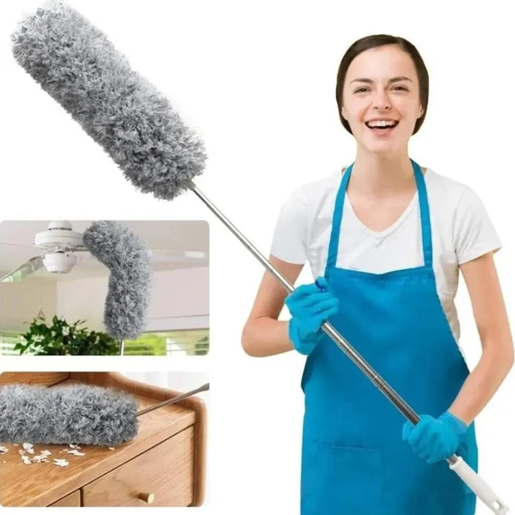 Extra-Long Handle Microfiber Duster – 2m Extendable, Washable Chenille Head for Home & Car Cleaning