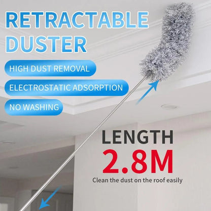 Extra-Long Handle Microfiber Duster – 2m Extendable, Washable Chenille Head for Home & Car Cleaning