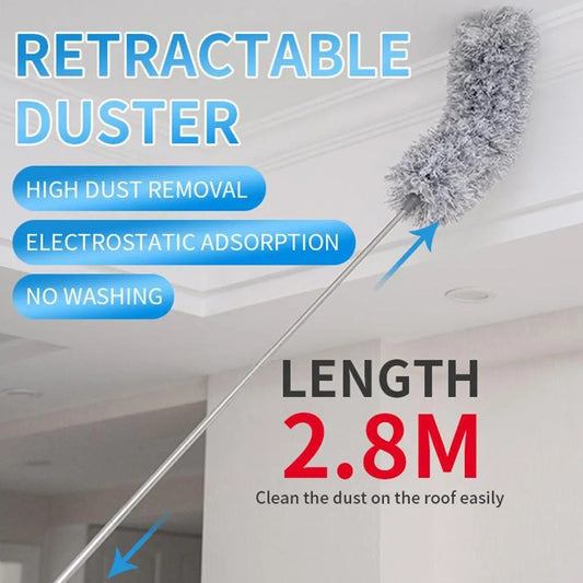 Extra-Long Handle Microfiber Duster – 2m Extendable, Washable Chenille Head for Home & Car Cleaning