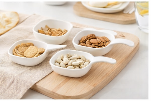 Mini Dipping Bowls with Handle (Set of 6) – Ideal for Soy Sauce, Ketchup, Vinegar & Chutney