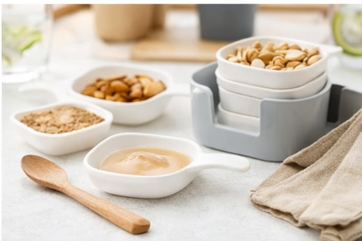 Mini Dipping Bowls with Handle (Set of 6) – Ideal for Soy Sauce, Ketchup, Vinegar & Chutney